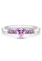 nice tiny silver pink heart cz baby birthstone ring